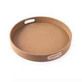 Round Design Tray with Chrome Handles Opso Taupe