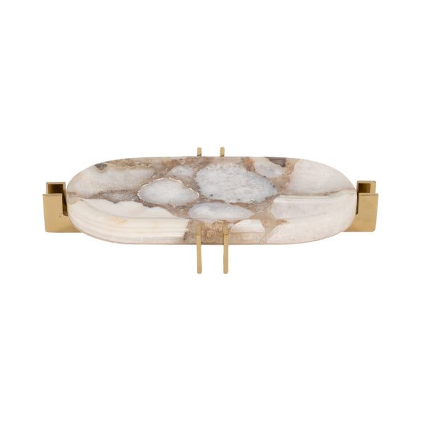 Quartz, 14" White Tray With Gold Details