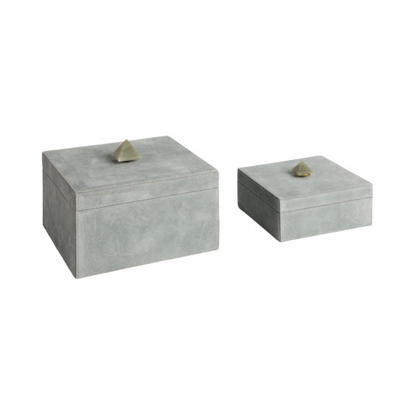 S/2 Boxes W/stone Knob Blue