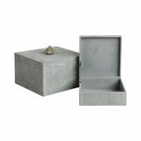 S/2 Boxes W/stone Knob Blue