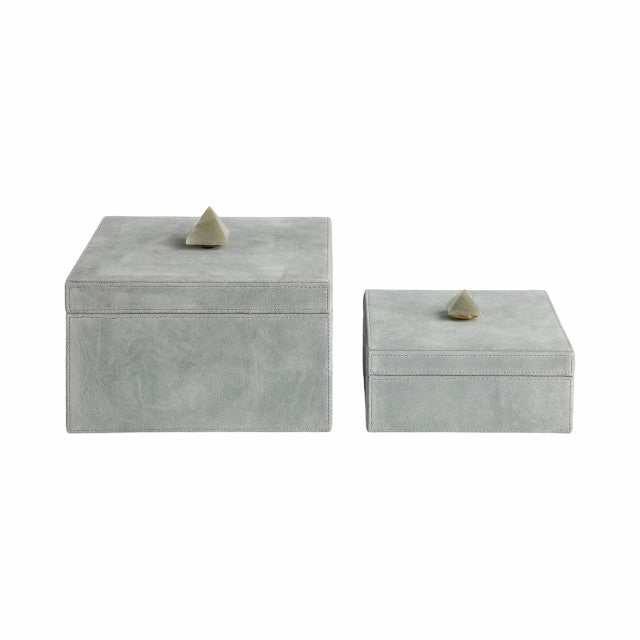 S/2 Boxes W/stone Knob Blue