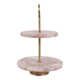 ROSE QUARTZ TWO TIERED TRAY