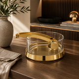 Gold Plated Glass Salad Bowl w/ Server