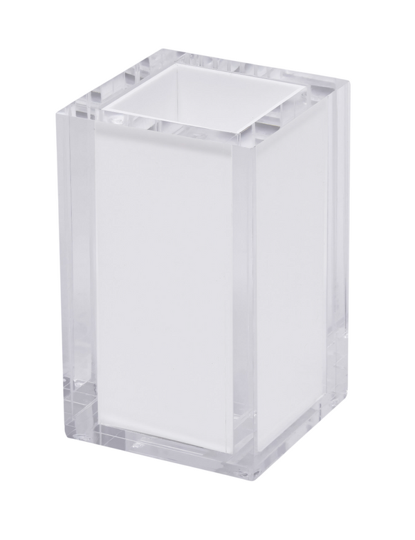 Acrylic Tooth Brush Cup w/White Insert