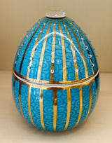 Bois De Roussie Candle 220Gr In Ceramic Light Blue Golden Stripes With Crystals