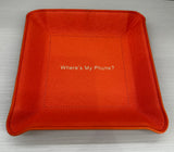 "Where's My Phone" Leather Valet Tray - Orange Goatskin