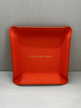 "Where's My Phone" Leather Valet Tray - Orange Goatskin
