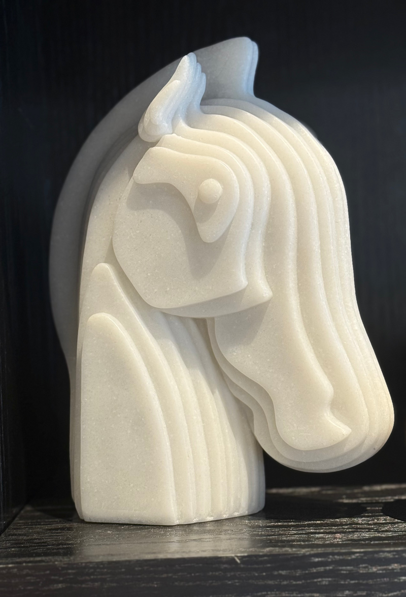 RESIN HORSE HEAD SCULPTURE