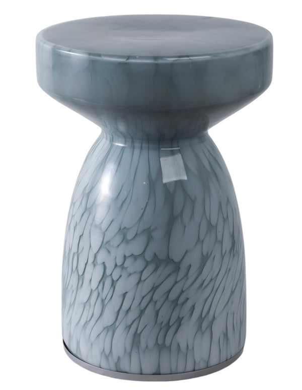 18" MENDOZA SMALL ART GLASS TABLE, TEAL
