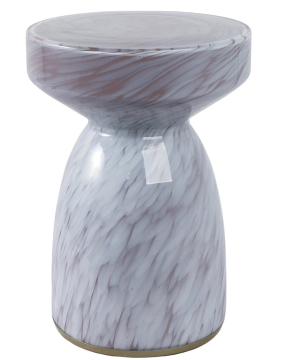 18" ROSARIO SMALL ART GLASS TABLE, PINK