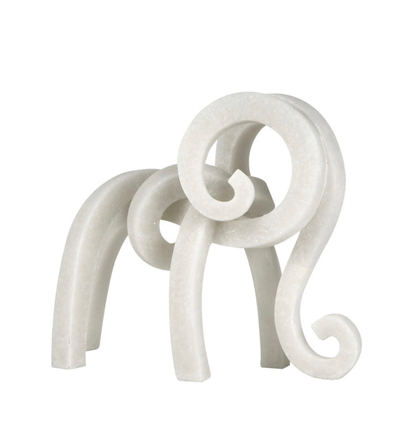 13" NINOVE QUARTZ RESIN ELEPHANT STATUARY, WHITE
