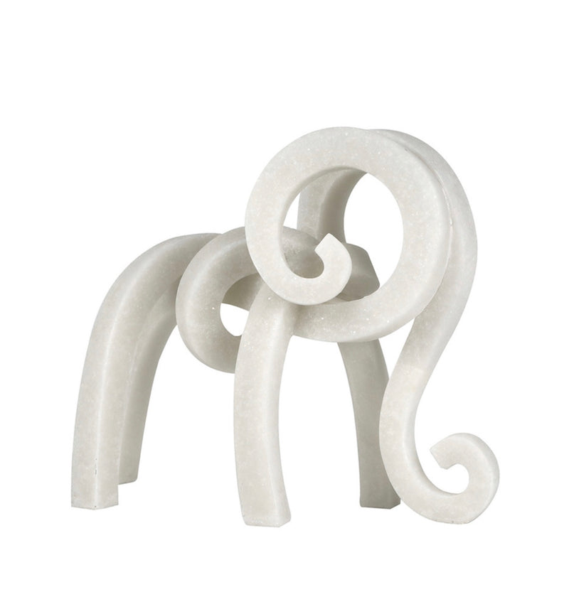 13" NINOVE QUARTZ RESIN ELEPHANT STATUARY, WHITE