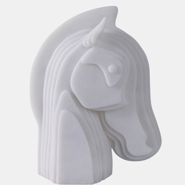 12X10"RESIN HORSE HEAD SCULPTURE, WHITE
