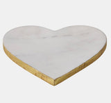 MARBLE HEART TRAY W/ GOLD EDGES