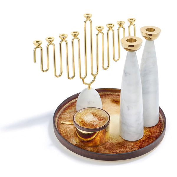 Coluna Menorah, Marble & Gold