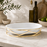 Large Gold-Plated Serving Dish Display — Porcelain