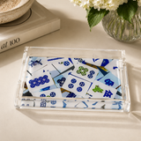 Mahjong Abstract Blues Acrylic Tray