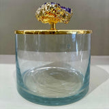 Medium 24K Gold Plated Round Box w/ Amethyst Stone