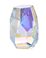 Multicolored faceted crystal on a white background