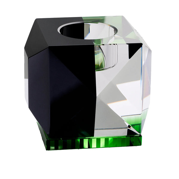 Ophelia Black/Clear/Green Tealight Holder - DIS