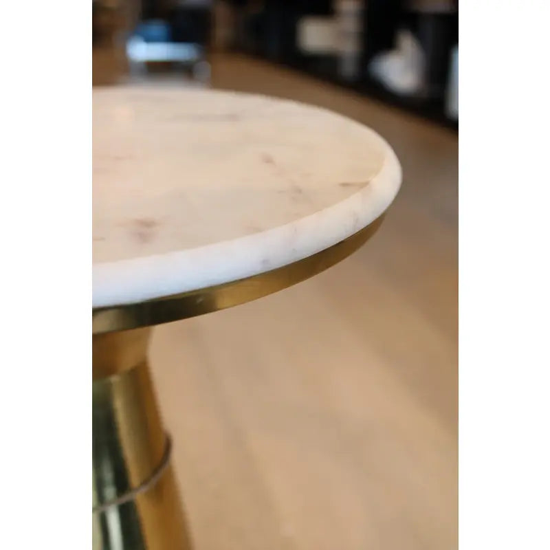 22" Marble Top Accent Table, Gold