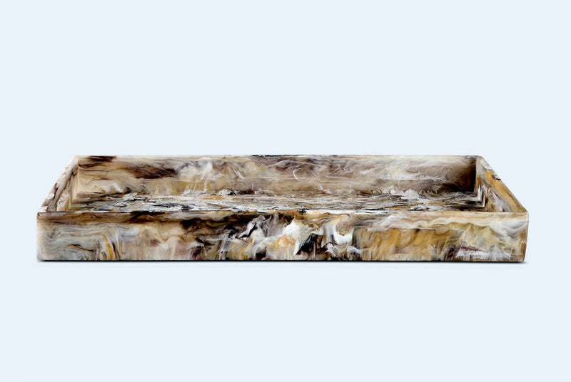 Handled Rectangle Tray - Mocha Swirl