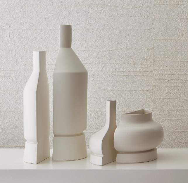 Flat Back Vase-Matte White-Med