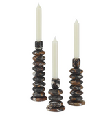 Washed Stones Candleholders, S/3