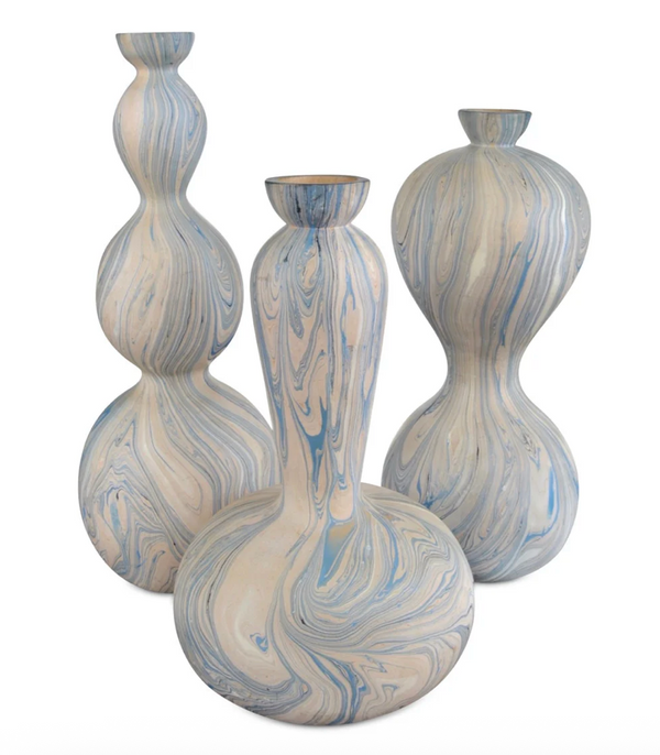Calm Sea Marbleized Vase Set of 3