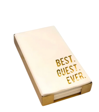 Brass Plated Guest Towel Set with 'Best. Guest. Ever'