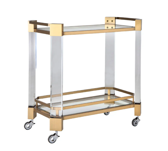 Pinnacle Bar Cart Satin Brass