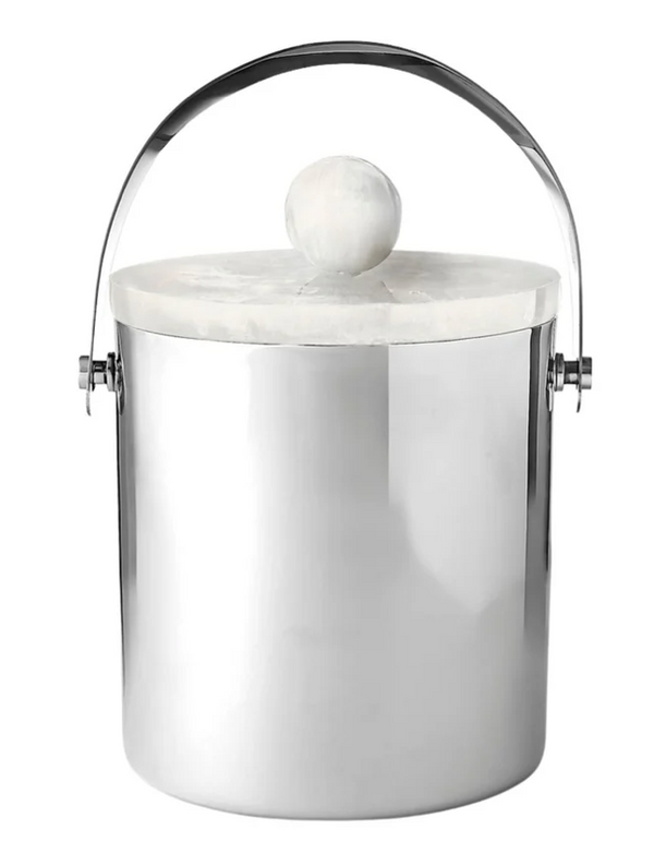 Azure Matte White Resin & Stainless Steel Ice Bucket