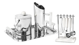 Azure Matte White Resin & Stainless Steel Tray