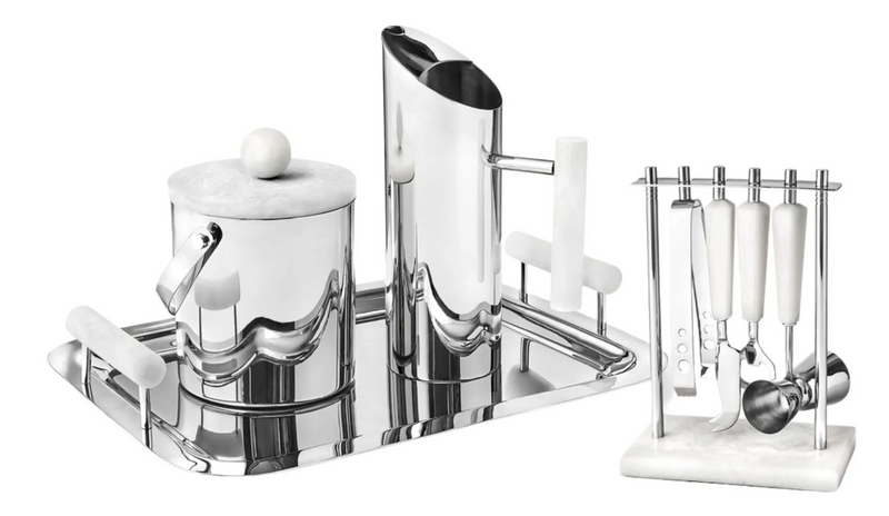 Azure Matte White Resin & Stainless Steel Tray