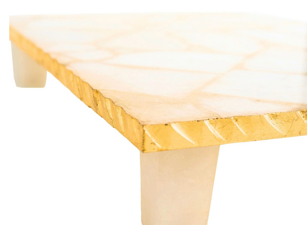 White Quartz Gold Edge Raised Challah Board