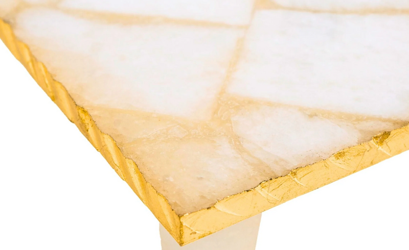 White Quartz Gold Edge Raised Challah Board