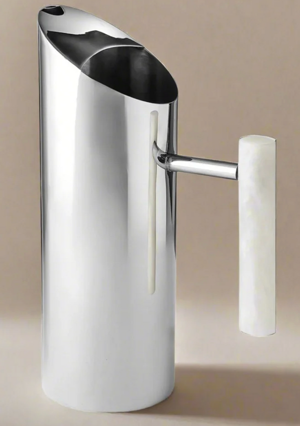 Azure Matte White Resin & Stainless Steel Pitcher