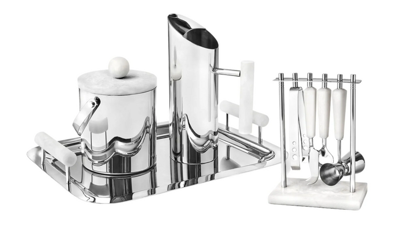 Azure Matte White Resin & Stainless Steel 5 Piece Bar Tool Set