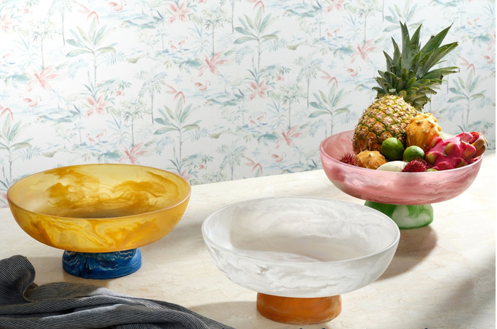 Benno White/Amber Swirled Fruit Bowl