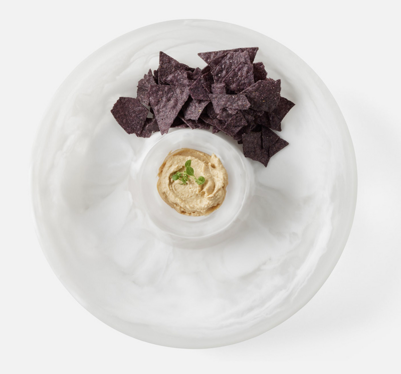 Hugo White Swirled Chip And Dip Bowl