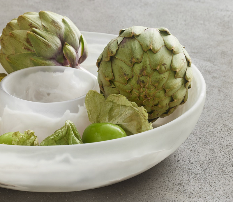 Hugo White Swirled Chip And Dip Bowl