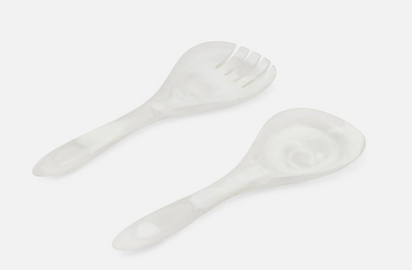 Laney White Swirled 2-Piece Serving Set