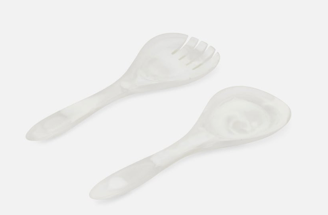 Laney White Swirled 2-Piece Serving Set