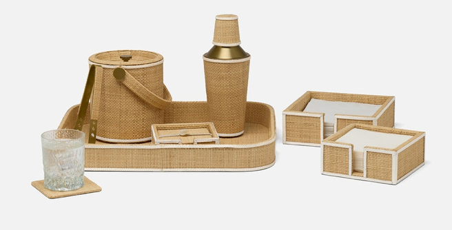 GABLE, Natural/White, Cocktail Napkin Tray, Pack/2