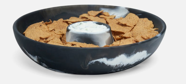 Hugo Black Swirled Chip And Dip Bowl