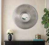 WOOD PARNOT WALL MIRROR, WHITE