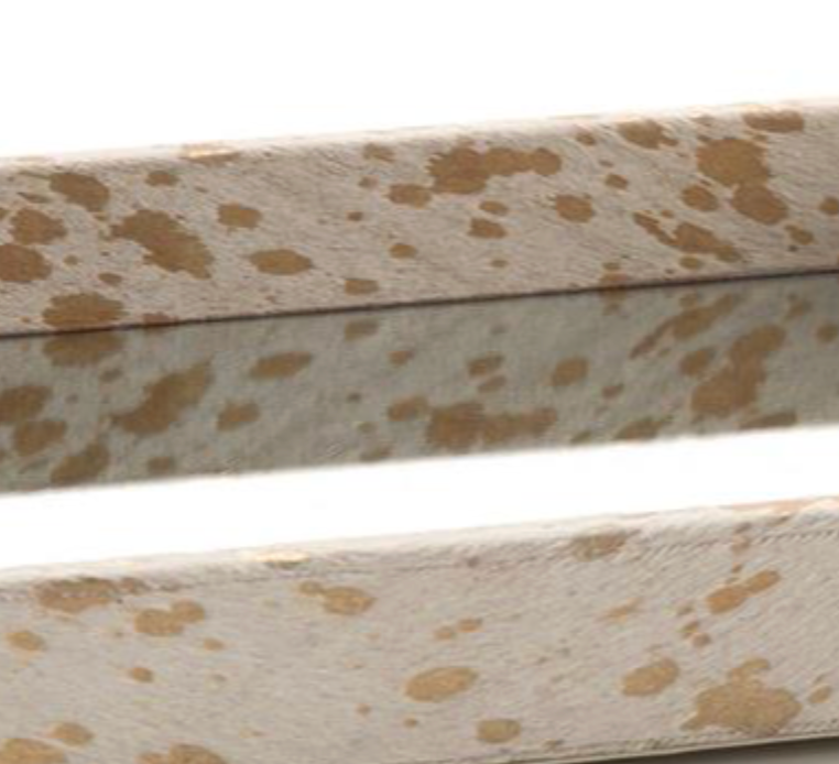 CREAM AND GOLD HIDE MIRROR TRAY