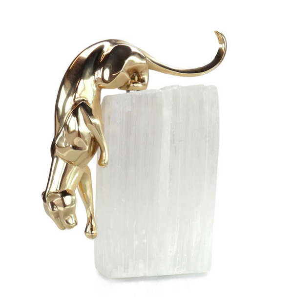 PANTHER SCULPTURE ON SELENITE