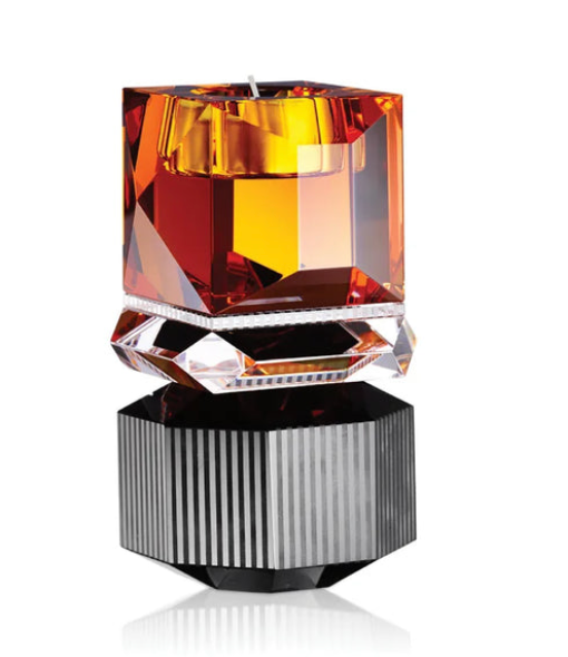 Dakota Amber/Clear/Black Tealight Holder