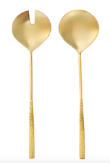 Sculpted Mirrored Gold Salad Server Set